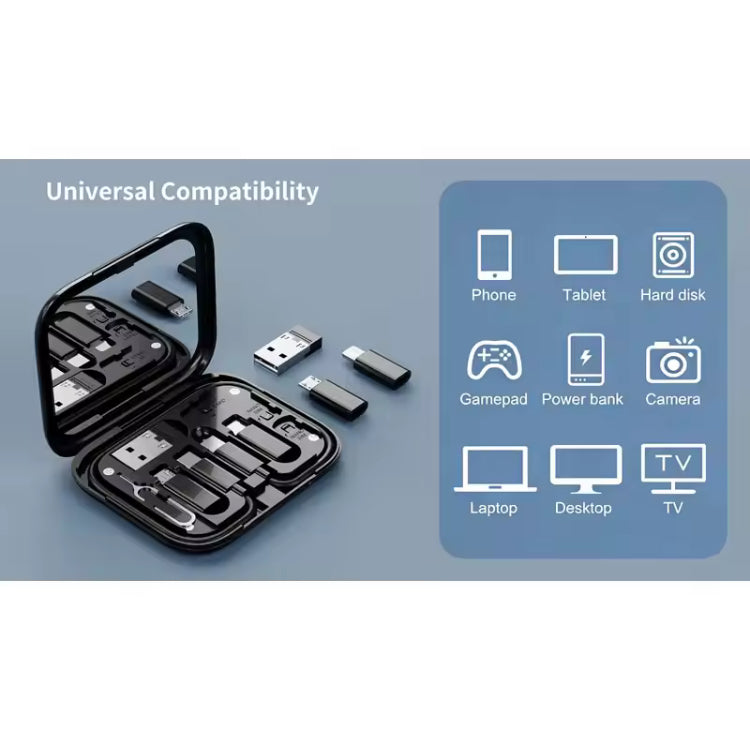6-in-1 Data Cable Storage Box with 60W Fast Charger & Phone Holder