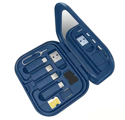 6-in-1 Data Cable Storage Box with 60W Fast Charger & Phone Holder