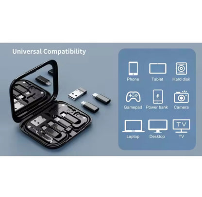 6-in-1 Data Cable Storage Box with 60W Fast Charger & Phone Holder