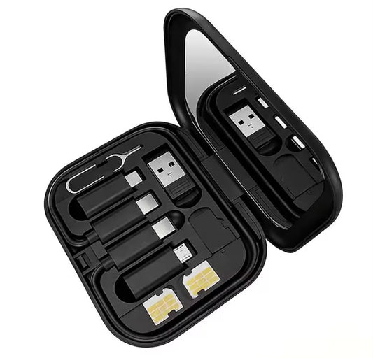 6-in-1 Data Cable Storage Box with 60W Fast Charger & Phone Holder