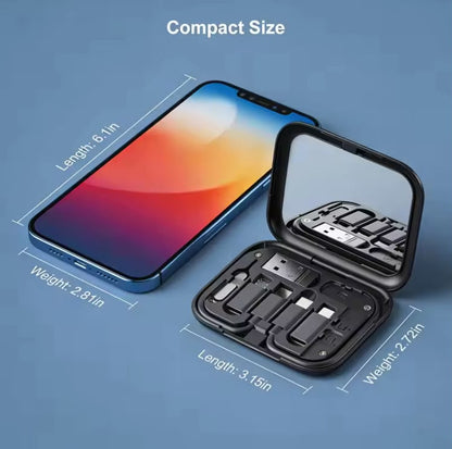 6-in-1 Data Cable Storage Box with 60W Fast Charger & Phone Holder